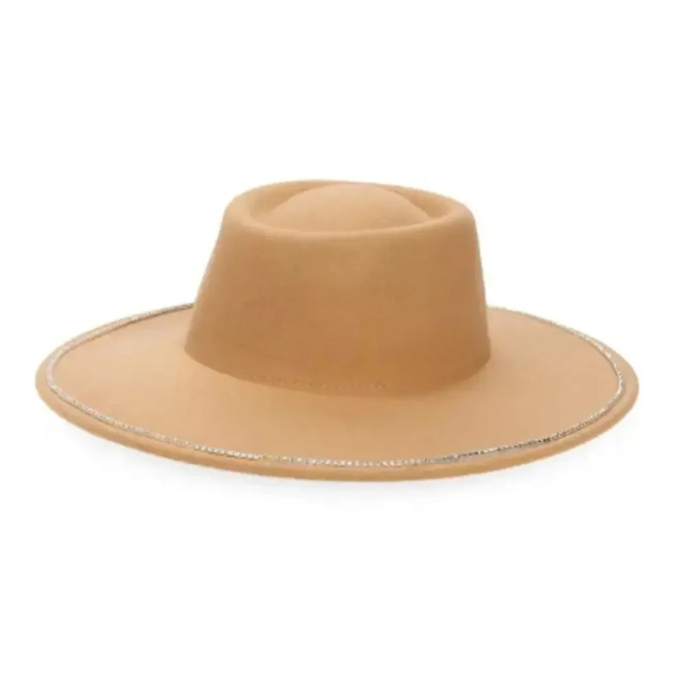 NEW BP. NORDSTROM Women's Embellished Felt Boater Hat One Size